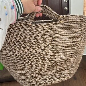 Stylish Tan Woven Tote Bag